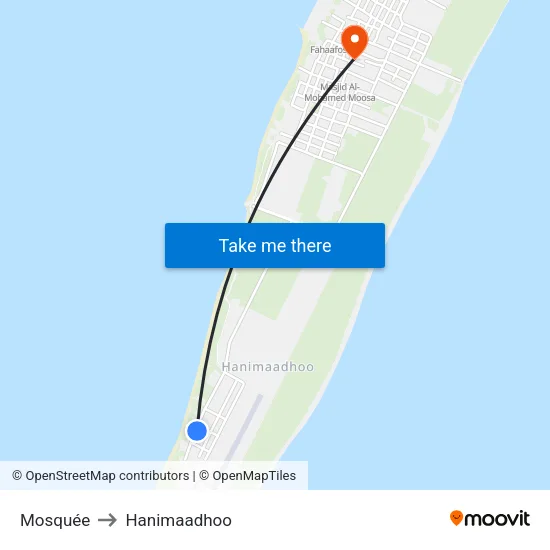 Mosquée to Hanimaadhoo map