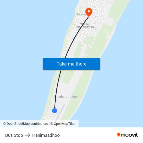 Bus Stop to Hanimaadhoo map