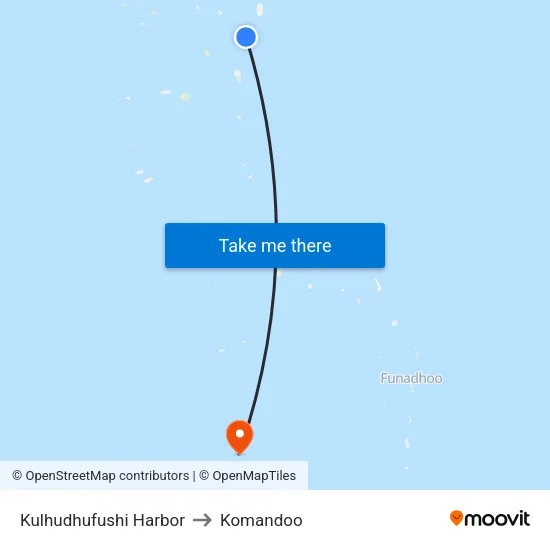 Kulhudhufushi Harbor to Komandoo map