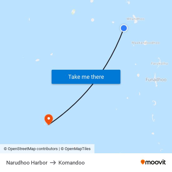 Narudhoo Harbor to Komandoo map