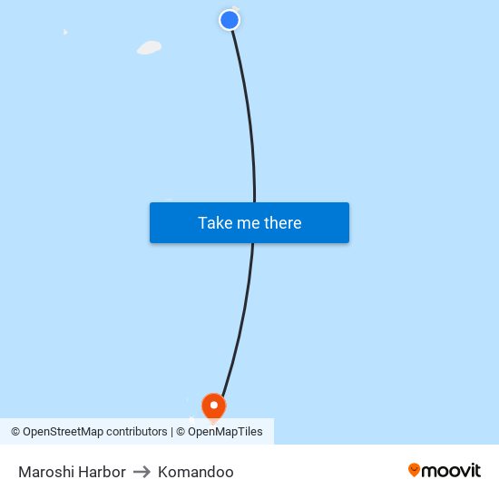 Maroshi Harbor to Komandoo map