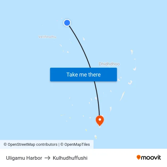 Uligamu Harbor to Kulhudhuffushi map