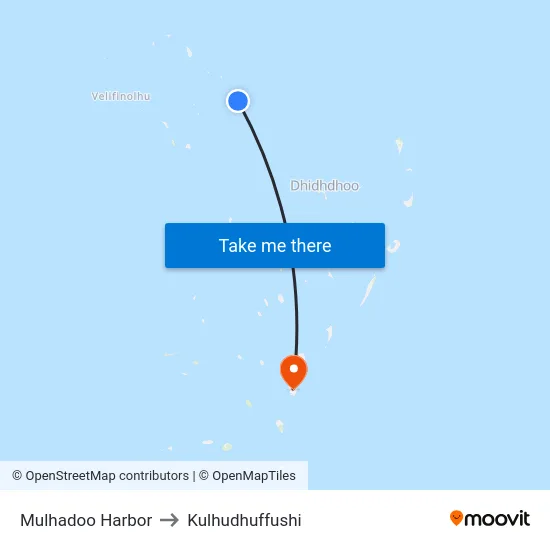 Mulhadoo Harbor to Kulhudhuffushi map