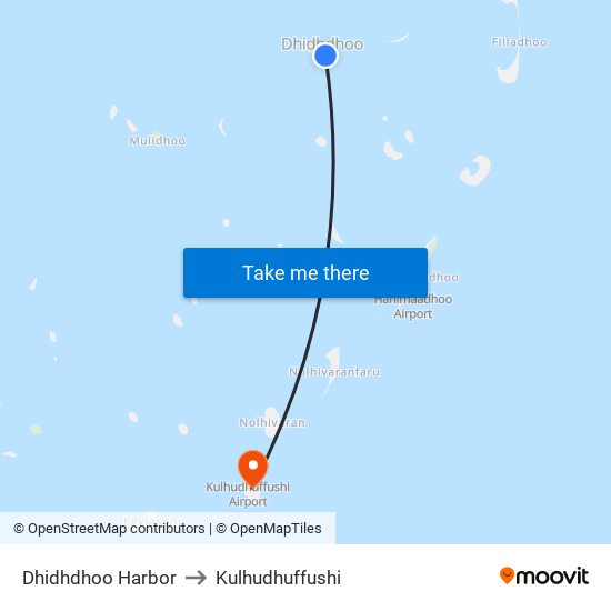 Dhidhdhoo Harbor to Kulhudhuffushi map