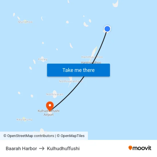Baarah Harbor to Kulhudhuffushi map