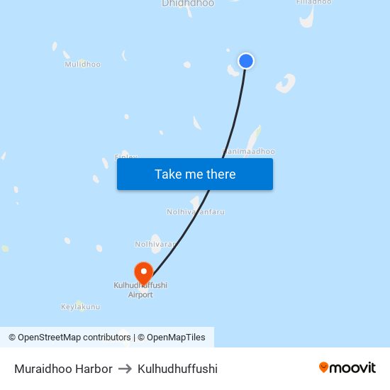 Muraidhoo Harbor to Kulhudhuffushi map