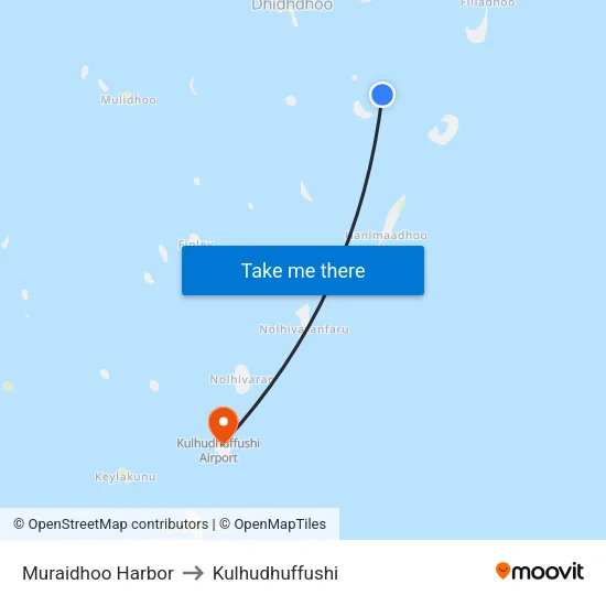 Muraidhoo Harbor to Kulhudhuffushi map