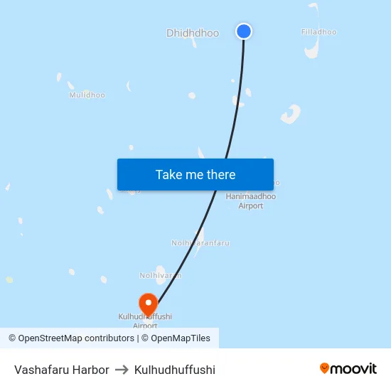 Vashafaru Harbor to Kulhudhuffushi map