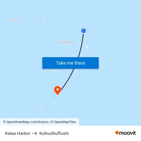 Kelaa Harbor to Kulhudhuffushi map