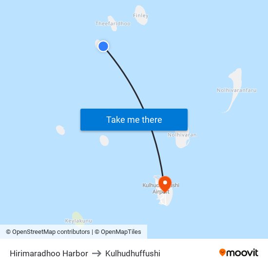 Hirimaradhoo Harbor to Kulhudhuffushi map