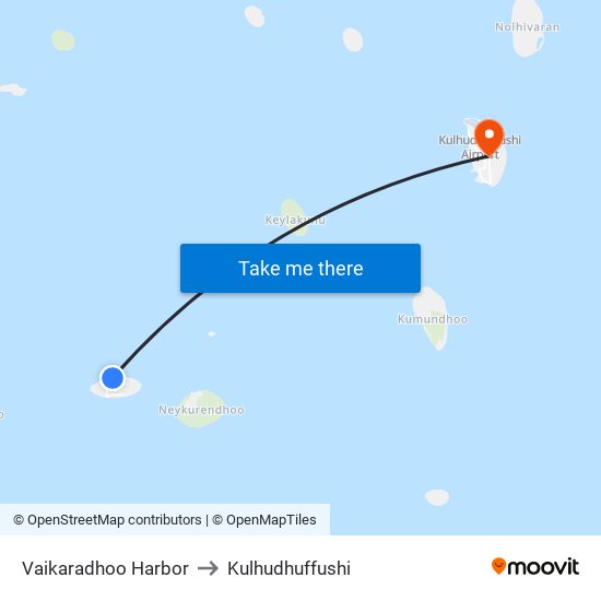 Vaikaradhoo Harbor to Kulhudhuffushi map