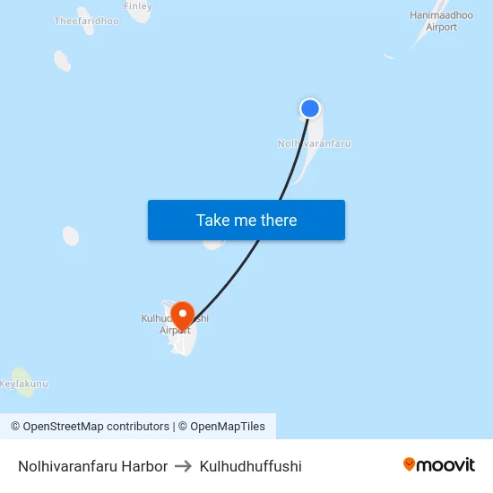 Nolhivaranfaru Harbor to Kulhudhuffushi map