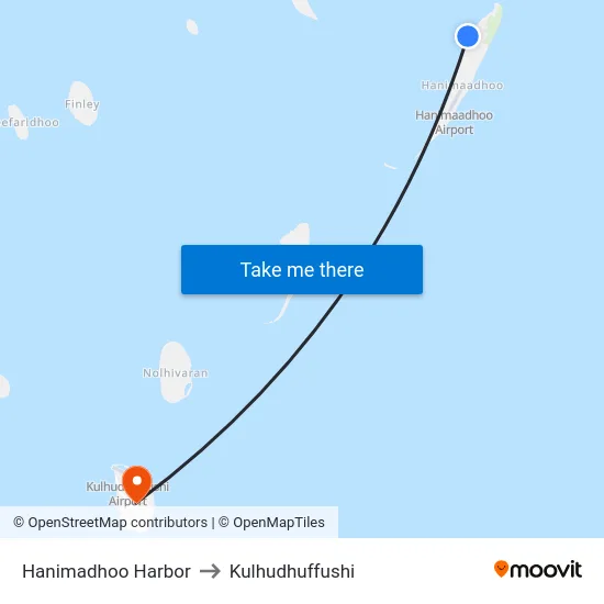 Hanimadhoo Harbor to Kulhudhuffushi map