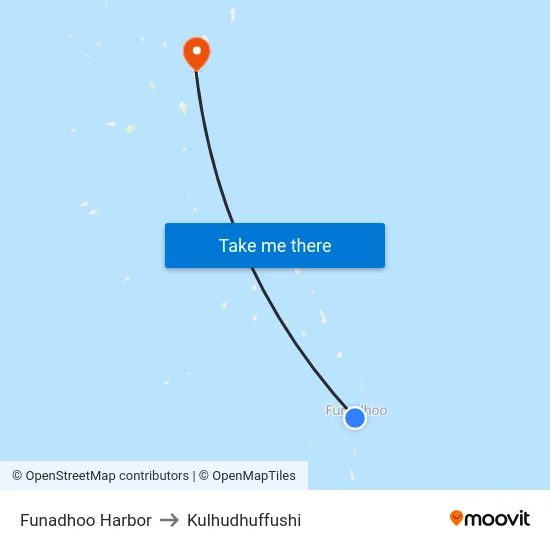 Funadhoo Harbor to Kulhudhuffushi map