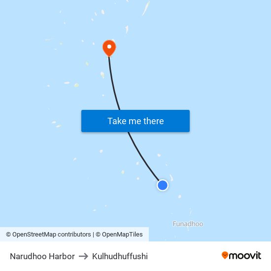 Narudhoo Harbor to Kulhudhuffushi map