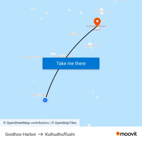 Goidhoo Harbor to Kulhudhuffushi map