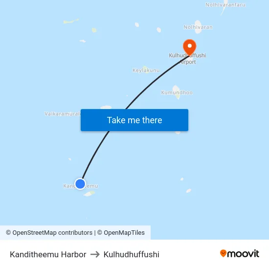 Kanditheemu Harbor to Kulhudhuffushi map