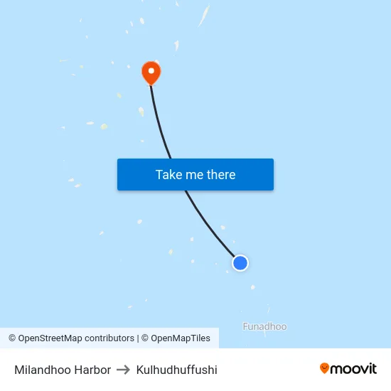 Milandhoo Harbor to Kulhudhuffushi map