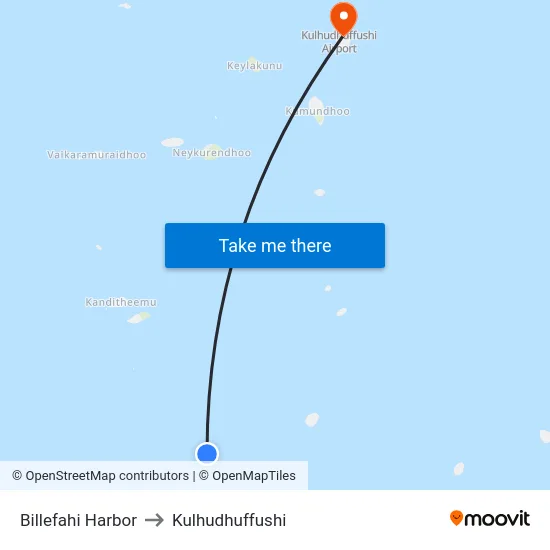 Billefahi Harbor to Kulhudhuffushi map