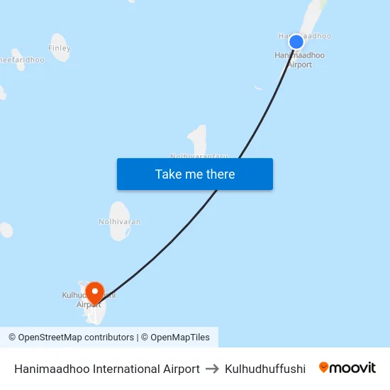 Hanimaadhoo International Airport to Kulhudhuffushi map