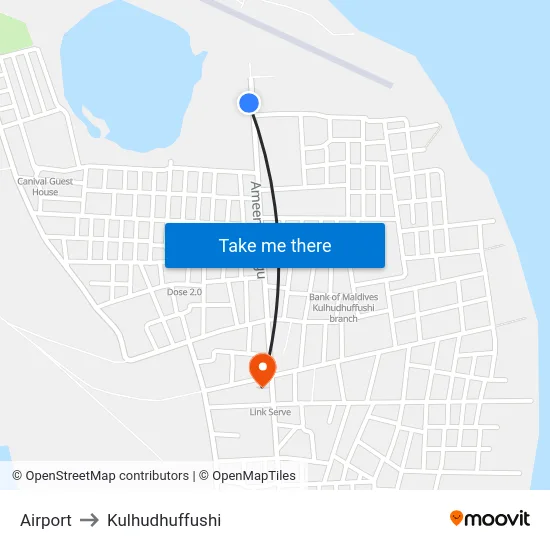 Airport to Kulhudhuffushi map