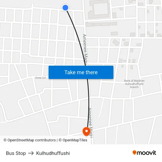 Bus Stop to Kulhudhuffushi map