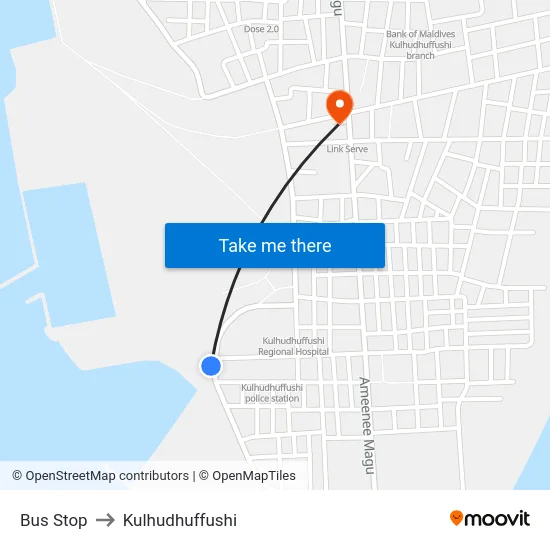 Bus Stop to Kulhudhuffushi map