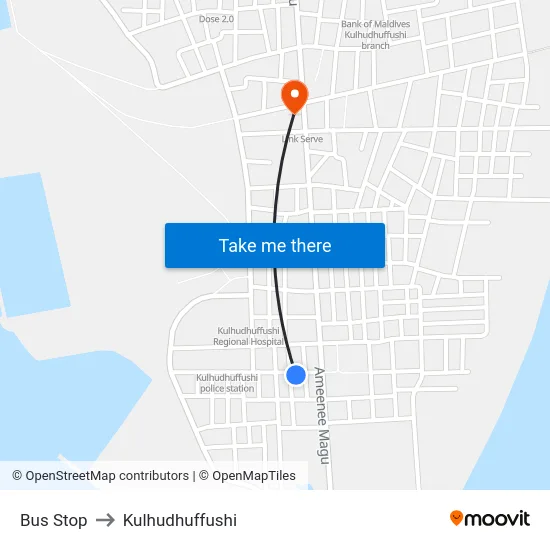 Bus Stop to Kulhudhuffushi map