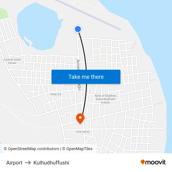 Airport to Kulhudhuffushi map