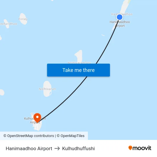 Hanimaadhoo Airport to Kulhudhuffushi map