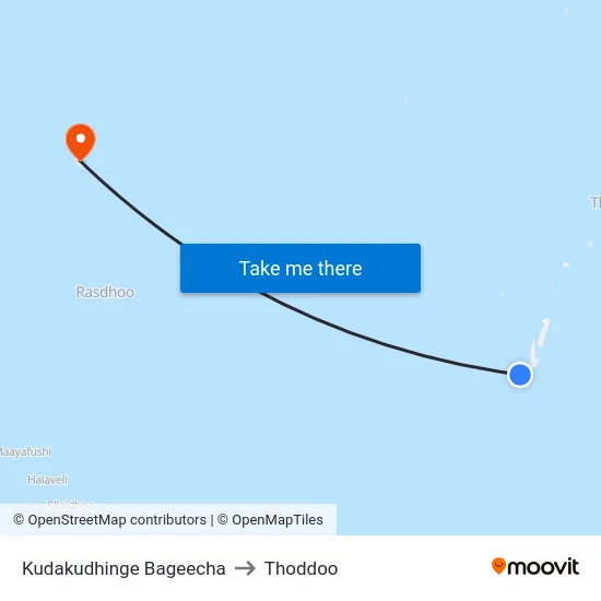 Kudakudhinge Bageecha to Thoddoo map