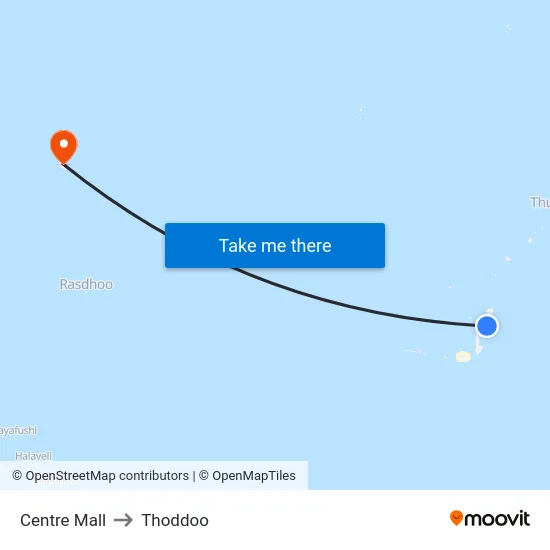 Centre Mall to Thoddoo map