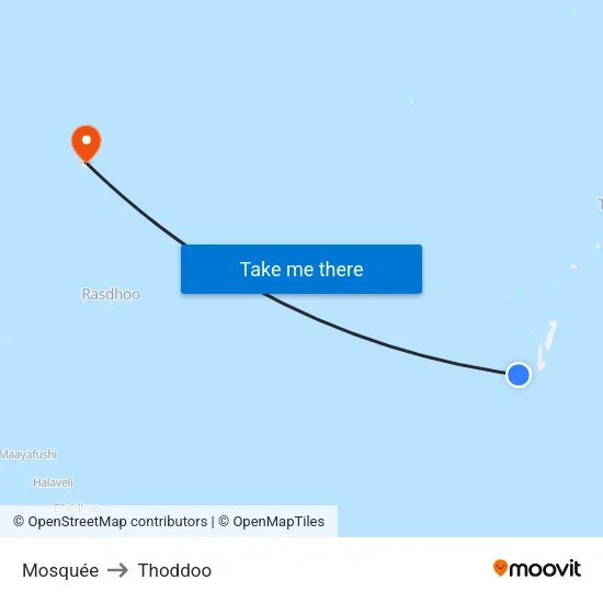 Mosquée to Thoddoo map