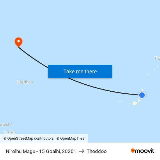 Nirolhu Magu - 15 Goalhi, 20201 to Thoddoo map