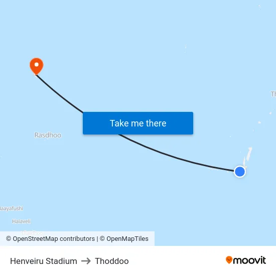 Henveiru Stadium to Thoddoo map