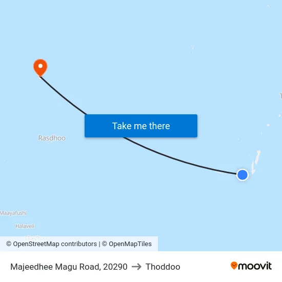 Majeedhee Magu Road, 20290 to Thoddoo map