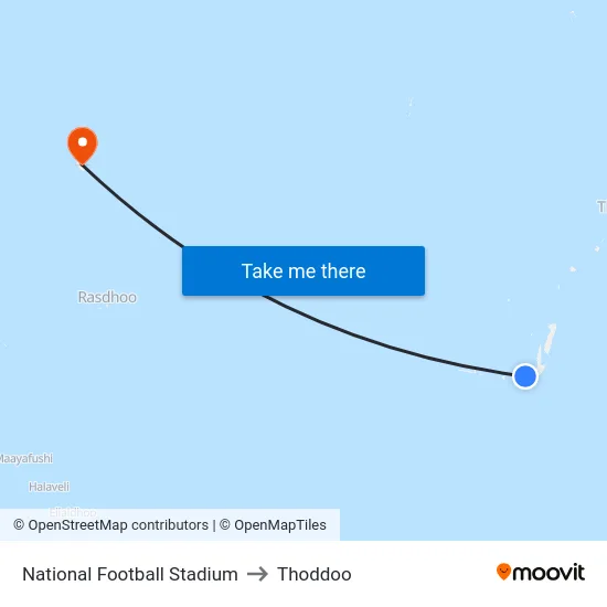 National Football Stadium to Thoddoo map