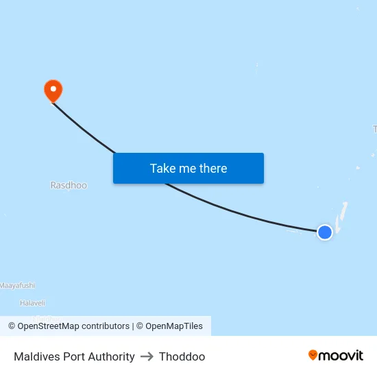 Maldives Port Authority to Thoddoo map