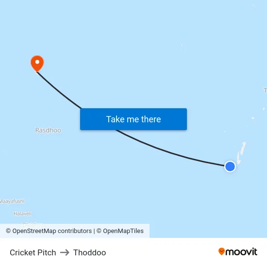 Cricket Pitch to Thoddoo map