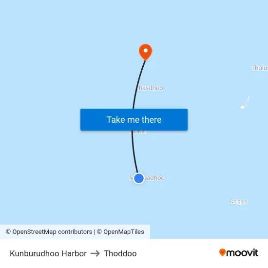 Kunburudhoo Harbor to Thoddoo map