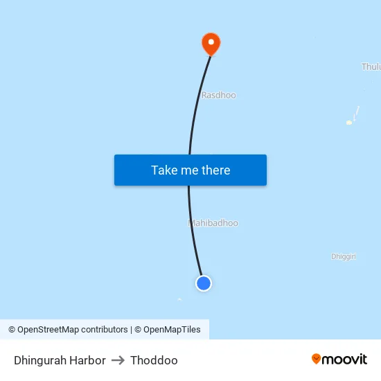 Dhingurah Harbor to Thoddoo map
