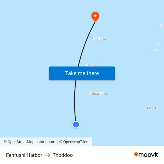 Fenfushi Harbor to Thoddoo map