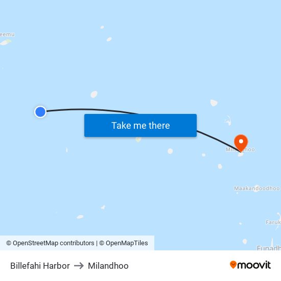 Billefahi Harbor to Milandhoo map