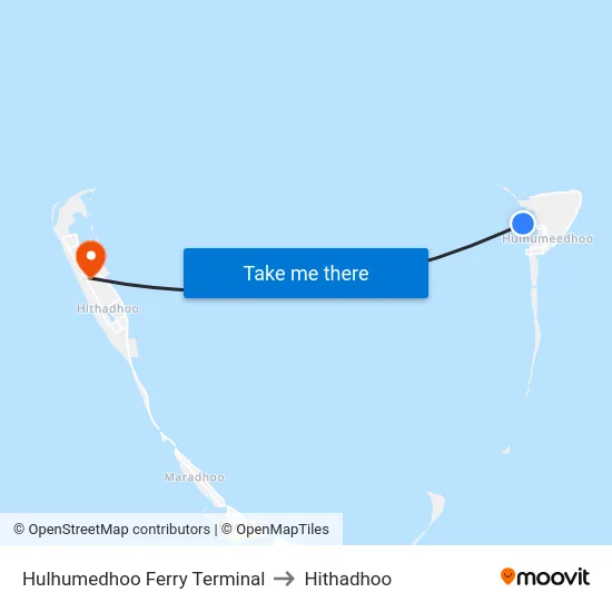 Hulhumedhoo Ferry Terminal to Hithadhoo map