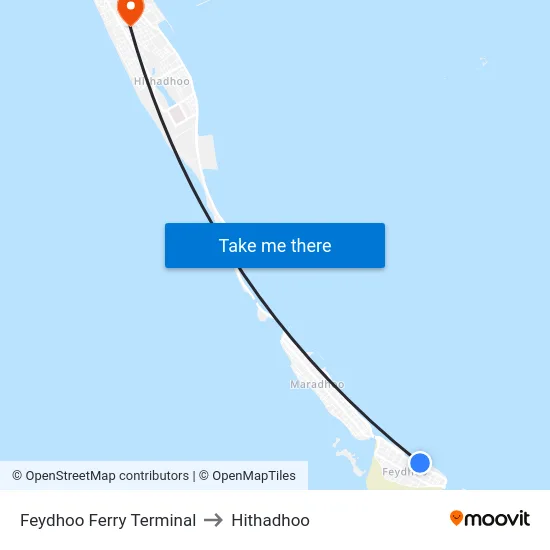Feydhoo Ferry Terminal to Hithadhoo map