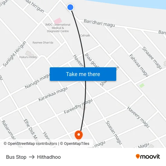 Bus Stop to Hithadhoo map