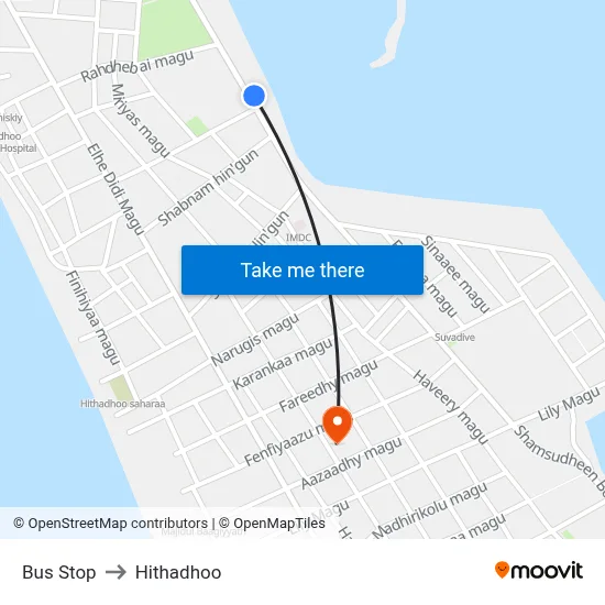 Bus Stop to Hithadhoo map