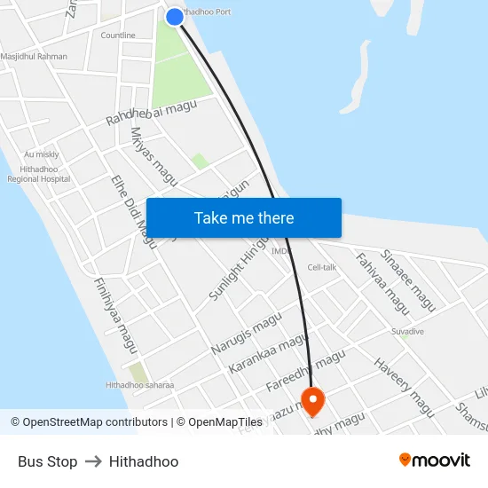 Bus Stop to Hithadhoo map