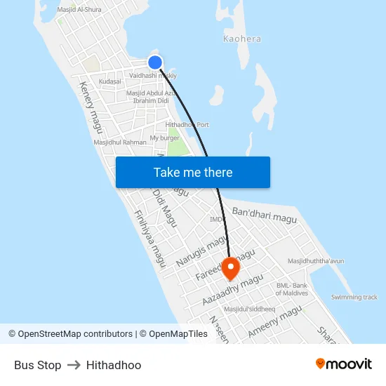 Bus Stop to Hithadhoo map
