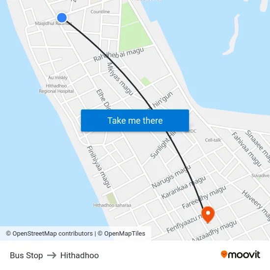 Bus Stop to Hithadhoo map